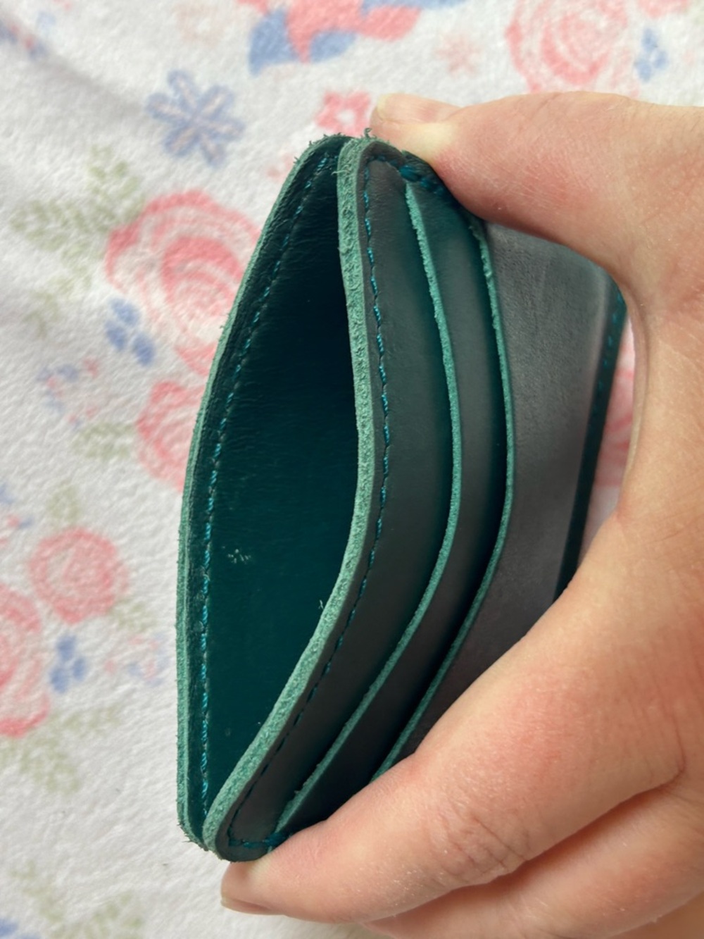 Portland Leather Teal Green Slim Leather Card Wallet - Picture 3 of 3